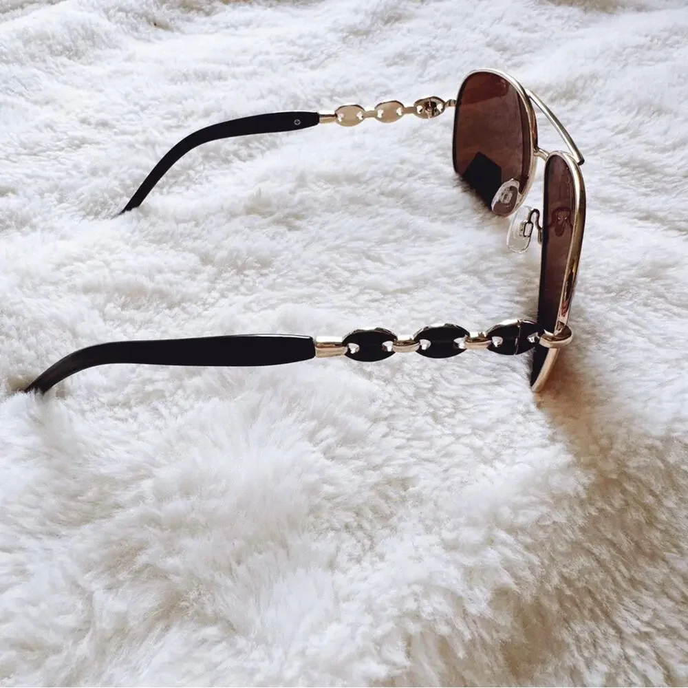 Brock Brown Sleek Aviator Sunglasses
